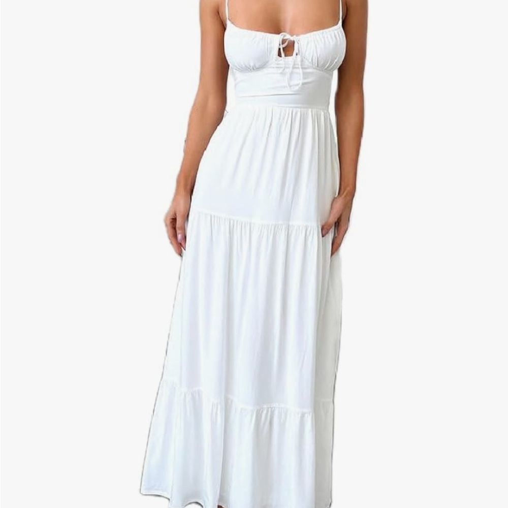 White Backless Maxi Dress